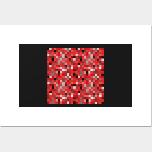 monochrome red pixel art design Wall Art by pauloneill-art